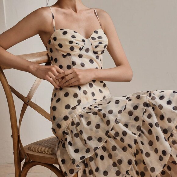 Multicolor Elegant Women's Polka Dot Camisole Sundress - Picture 3 of 7